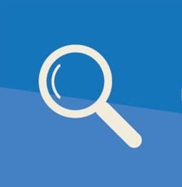 A magnifying glass icon on a blue background

Description automatically generated